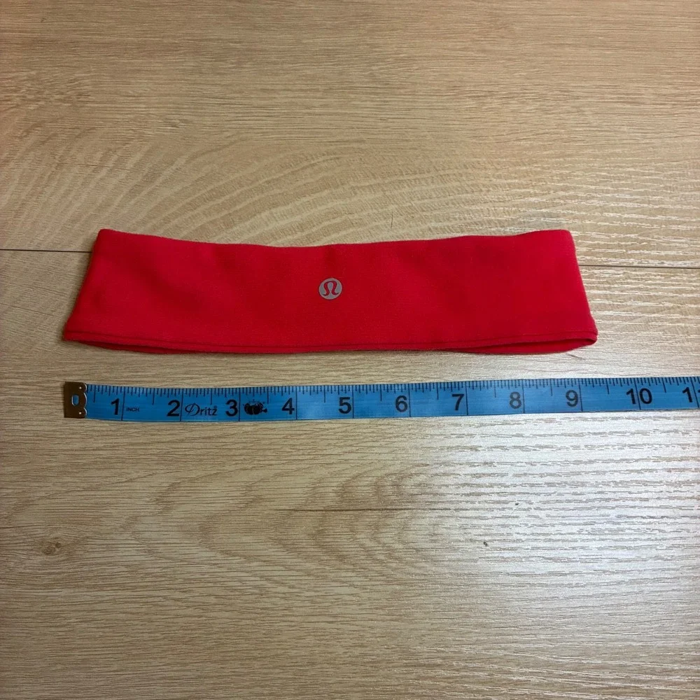 Lululemon Athletica Bang Buster Headband Red Wide Non-Slip Reflective Logo O/S
